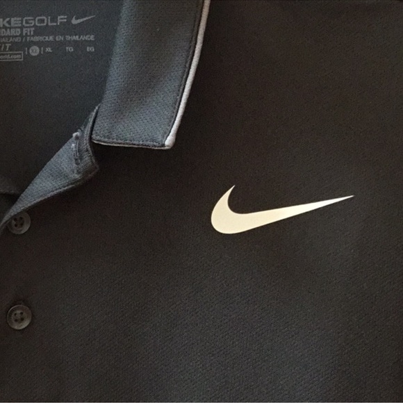 Nike DRI-FIT Golf, Standard fit polo style shirt-black & gray. Men's size XL - Picture 4 of 10
